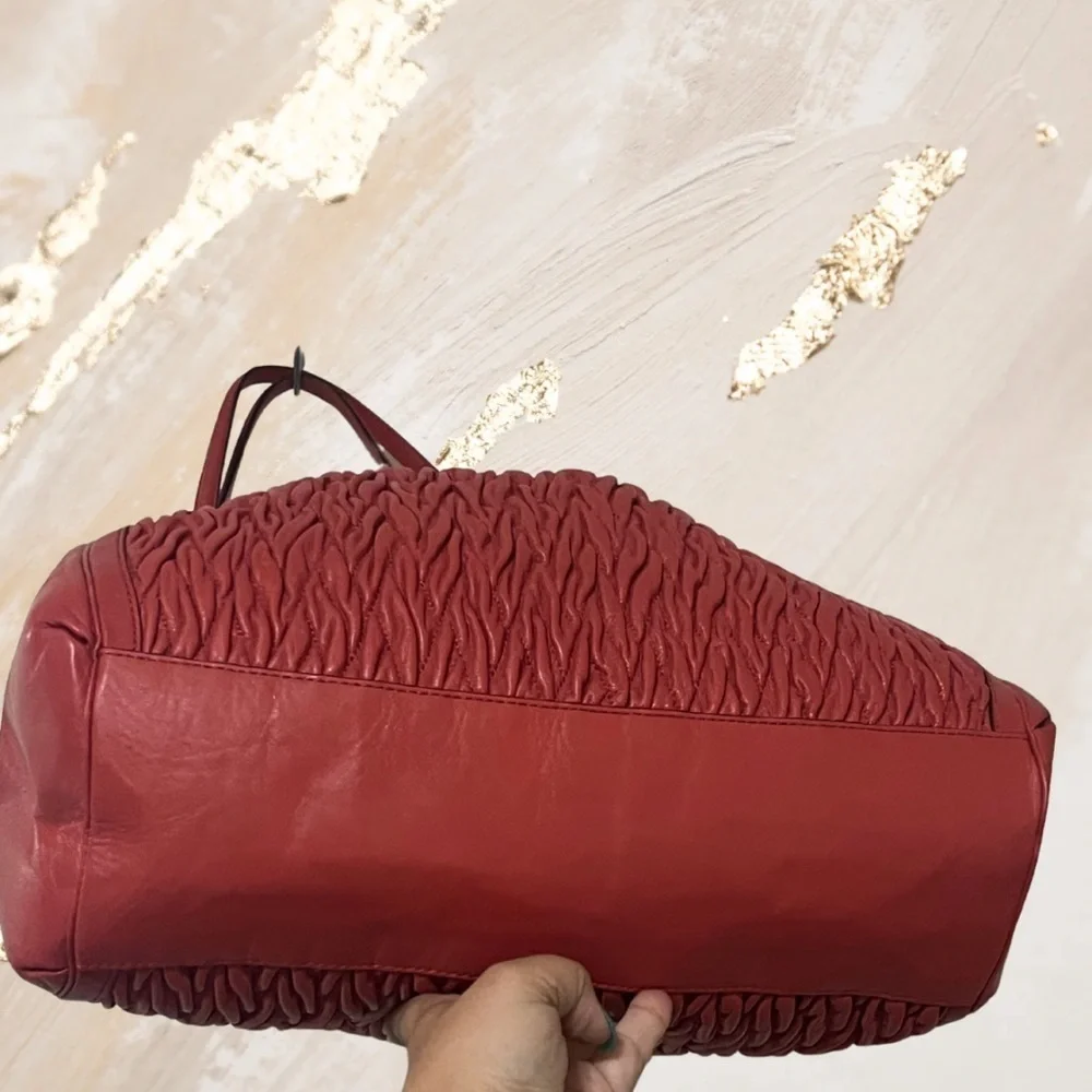 COACH Madison Phoebe Shoulder Bag in Gathered Twist Leather, Vermilion